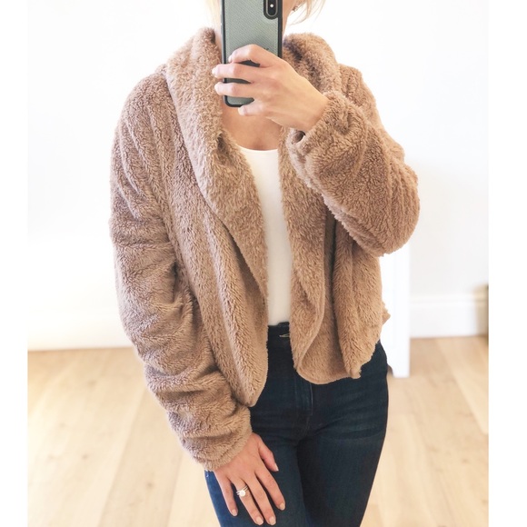 LAST 1! Black Faux Fur Hoodie Cardigan - Picture 8 of 8